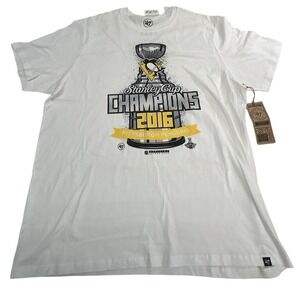 47 Brand Pittsburgh Penguins t-shirt Men's 2XL white Stanley‎ Cup Champions 2016